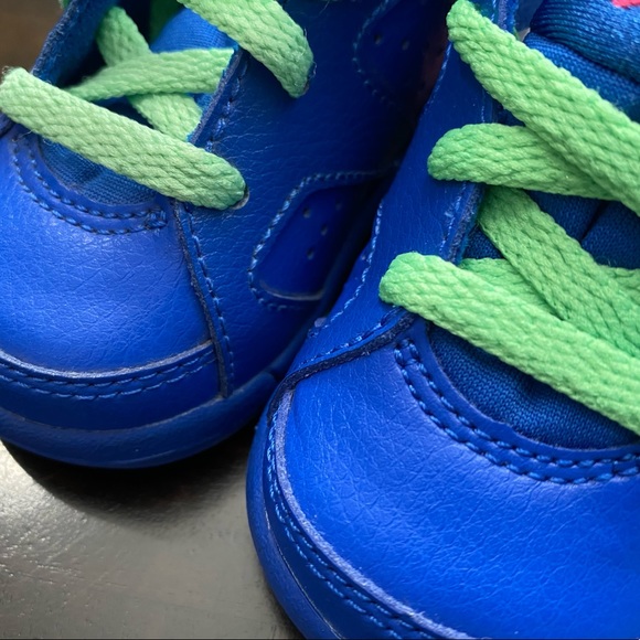 Jordan 6 Retro BT Game Royal White Vivid Pink Green Toddler Shoes 384667 439 - Picture 8 of 16